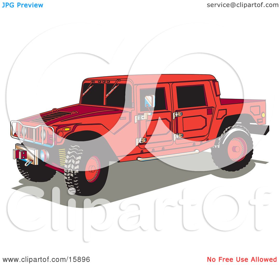 Big Red Hummer H2 Vehicle With A Truck Bed Clipart Illustration by ...