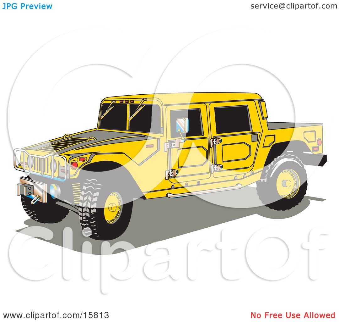 Big Yellow Hummer H2 Vehicle With A Truck Bed Clipart Illustration by ...