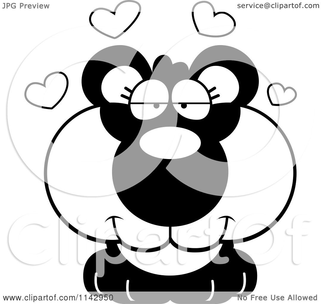 Cartoon Clipart Of A Black And White Cute Loving Panda - Vector