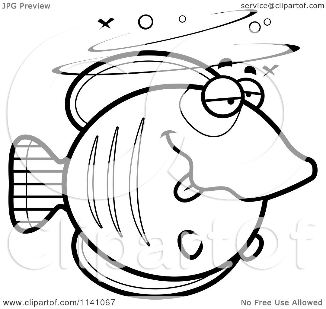 Cartoon Clipart Of A Black And White Drunk Butterflyfish ...