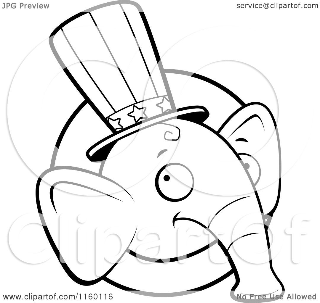 Cartoon Clipart Of A Black And White Republican Elephant ...