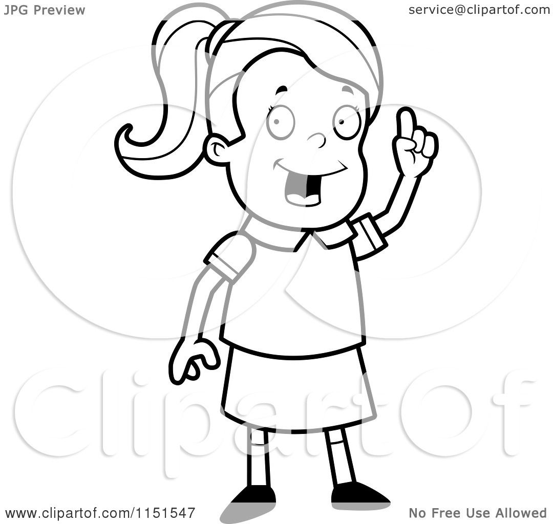 school girl clipart black and white - photo #26