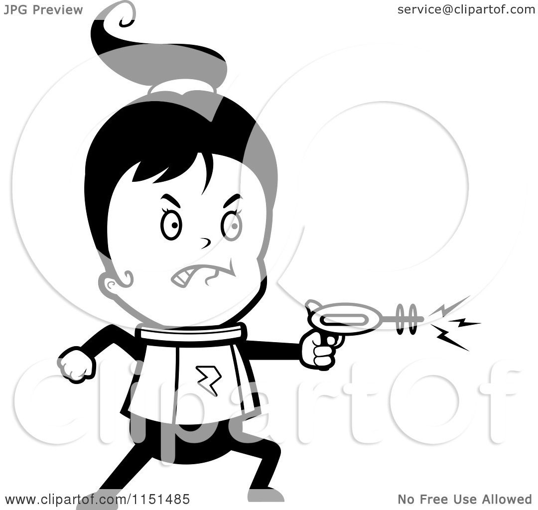 Cartoon-Clipart-Of-A-Black-And-White-Spa