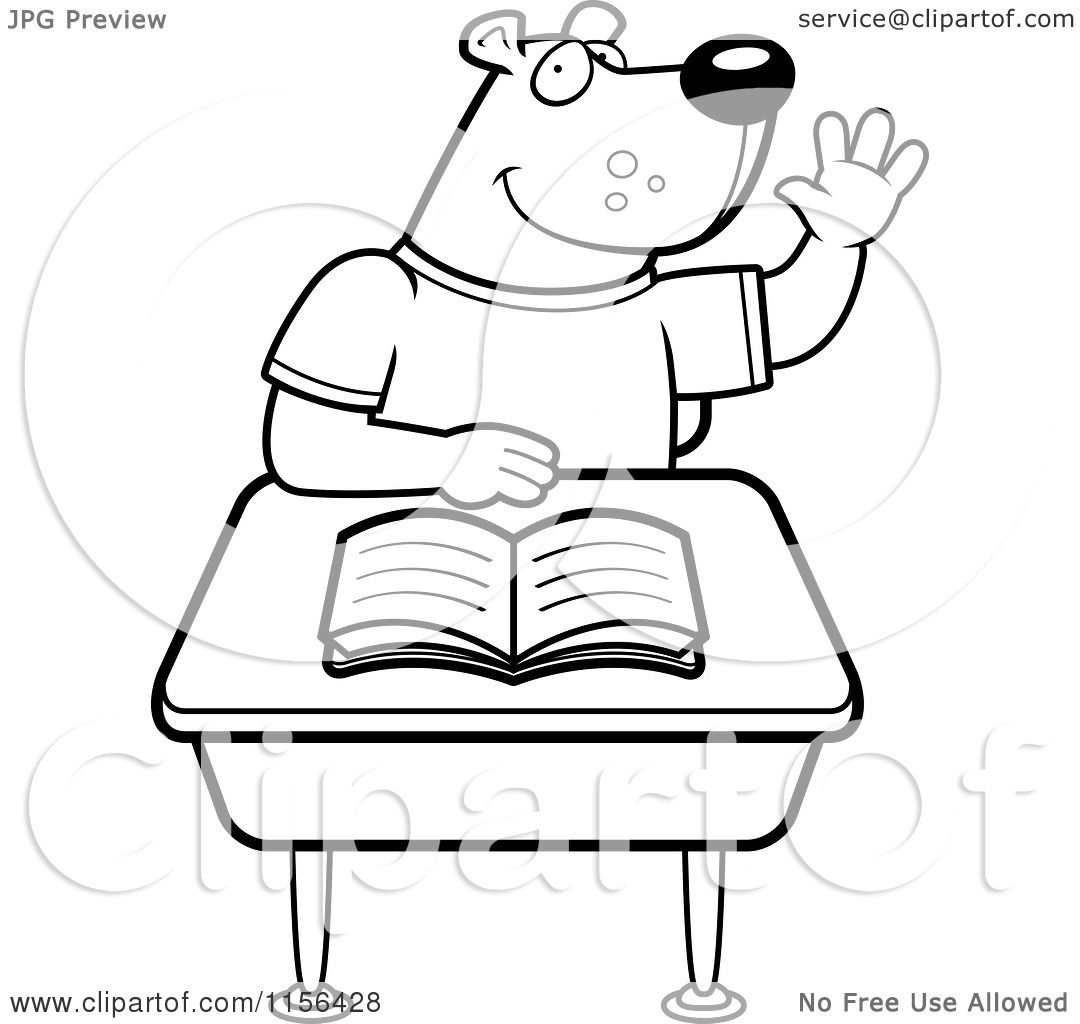 hand raising cartoon class clipart student bear coloring thoman cory outlined vector regarding notes