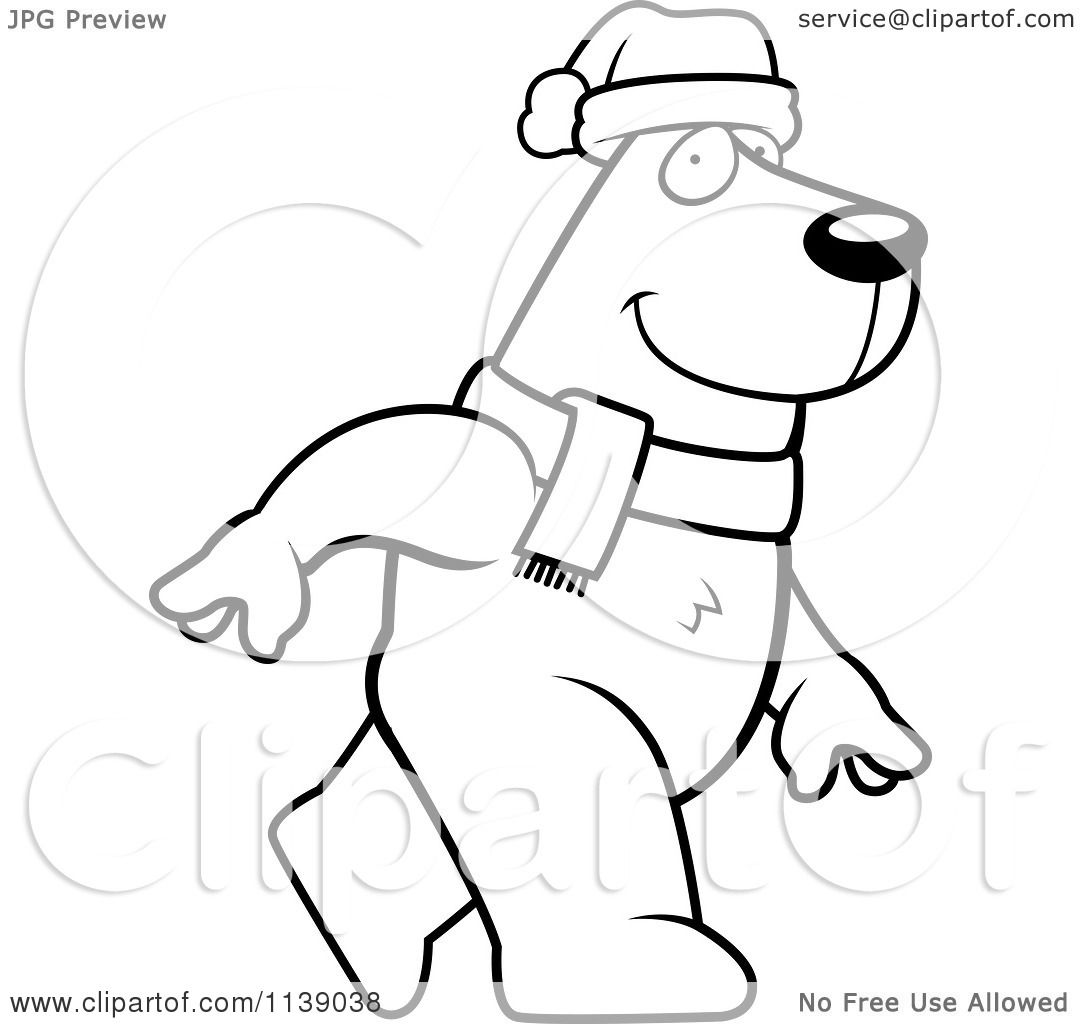 bear polar christmas cartoon walking clipart outlined coloring vector cory thoman regarding notes