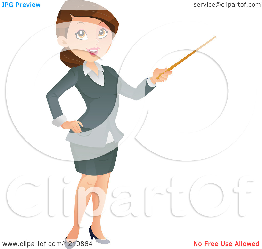 Cartoon Of A Beautiful White Female Teacher Holding A Pointer Stick Royalty Free Vector 5361