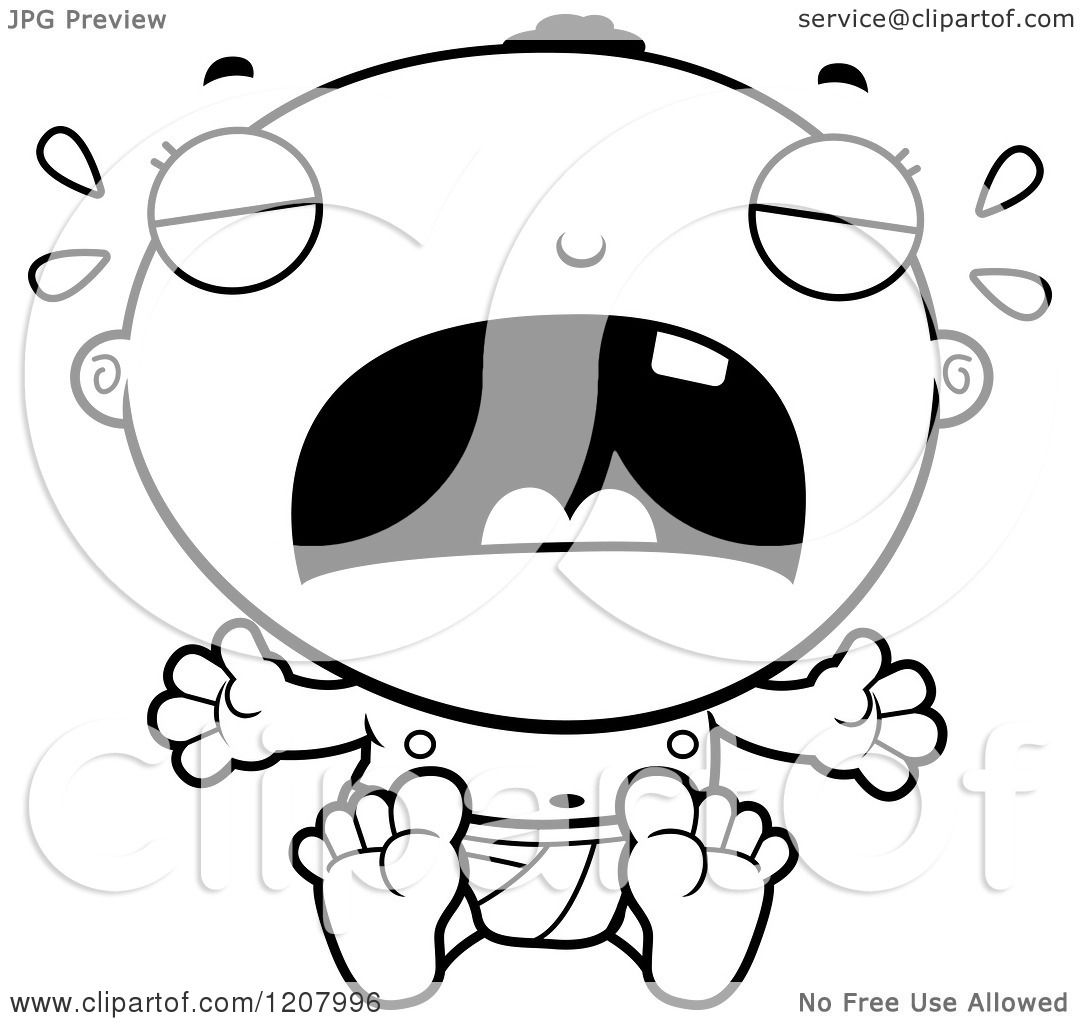 Cartoon of a Black And White Crying Black Baby Boy ...