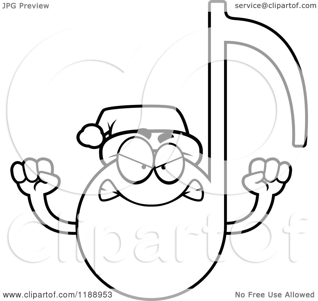 Cartoon of a Black and White Mad Christmas Music Note Mascot - Royalty Free Vector Clipart by ...