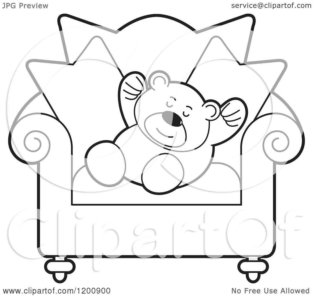 bear teddy sleeping chair clipart cartoon vector royalty perera lal regarding notes
