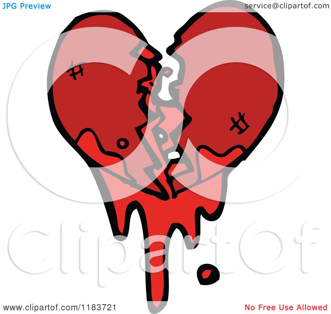 Cartoon of a Broken Heart - Royalty Free Vector Illustration by