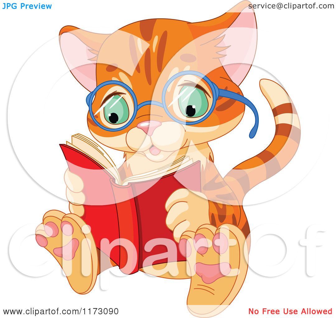 cat reading clipart - photo #24