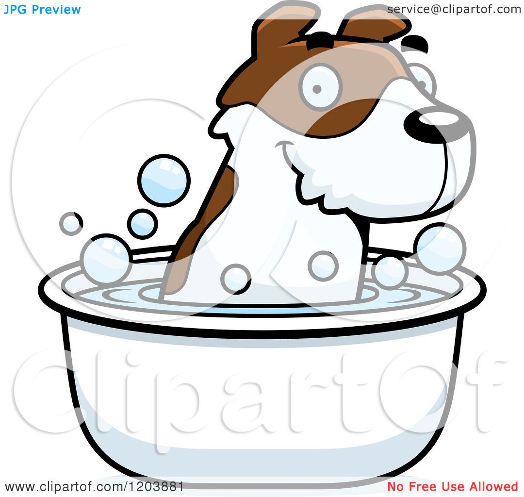 Cartoon of a Cute Jack Russell Terrier Puppy Taking a Bath ...