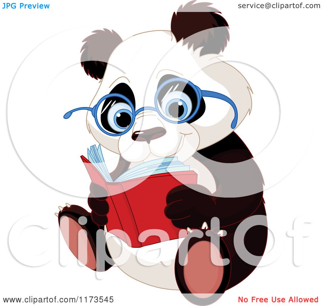 clipart panda reading - photo #11