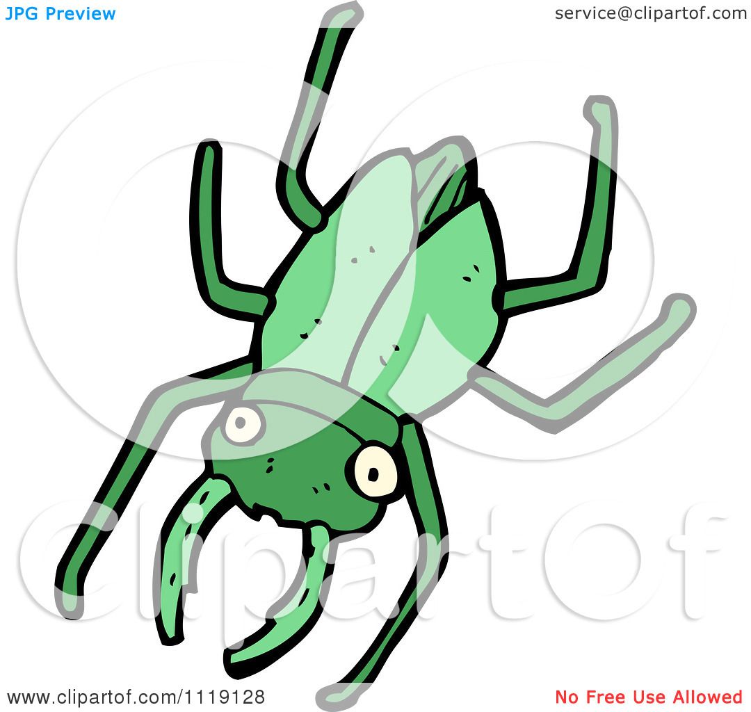 Cartoon Of A Green Stag Beetle 3 - Royalty Free Vector Clipart by