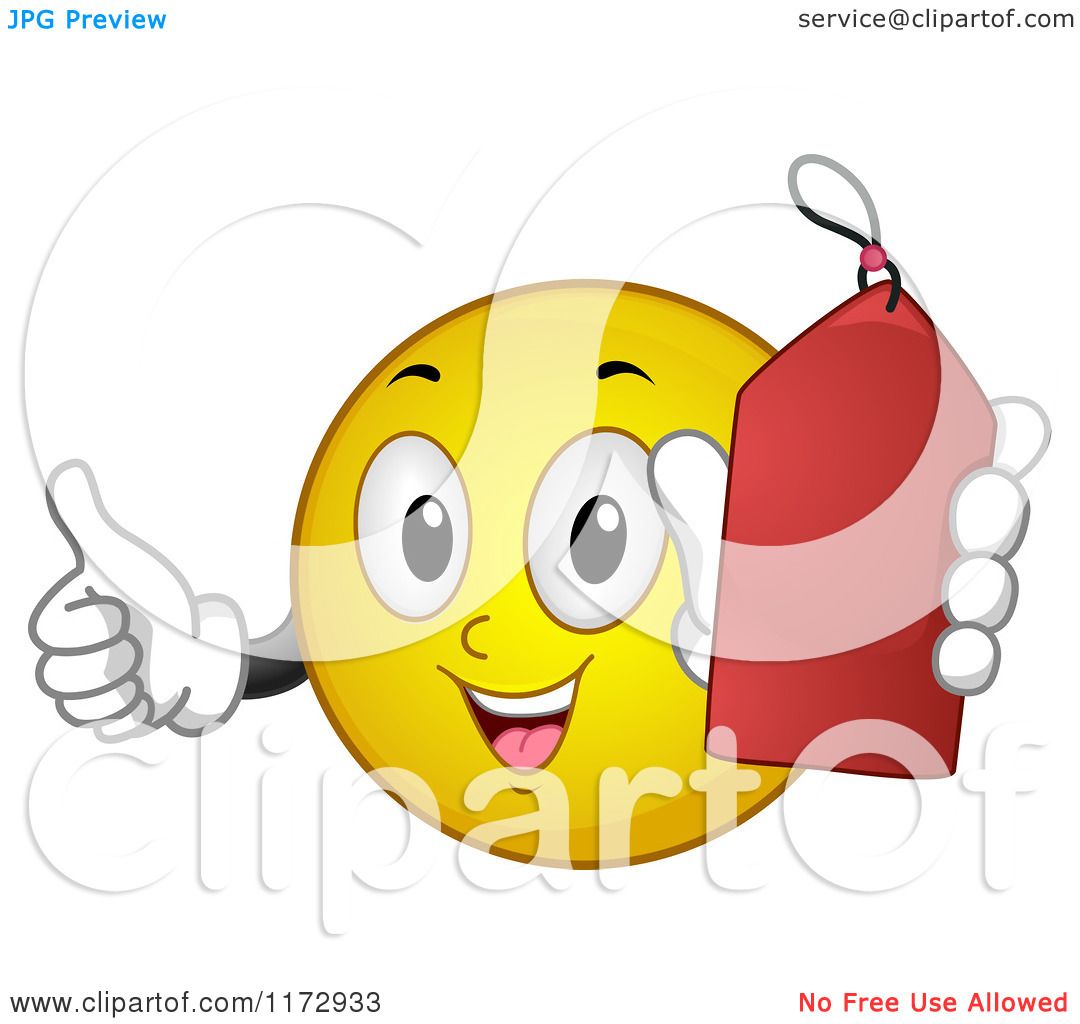  - Cartoon-Of-A-Happy-Emoticon-Smiley-Holding-A-Red-Sales-Tag-Royalty-Free-Vector-Clipart-10241172933