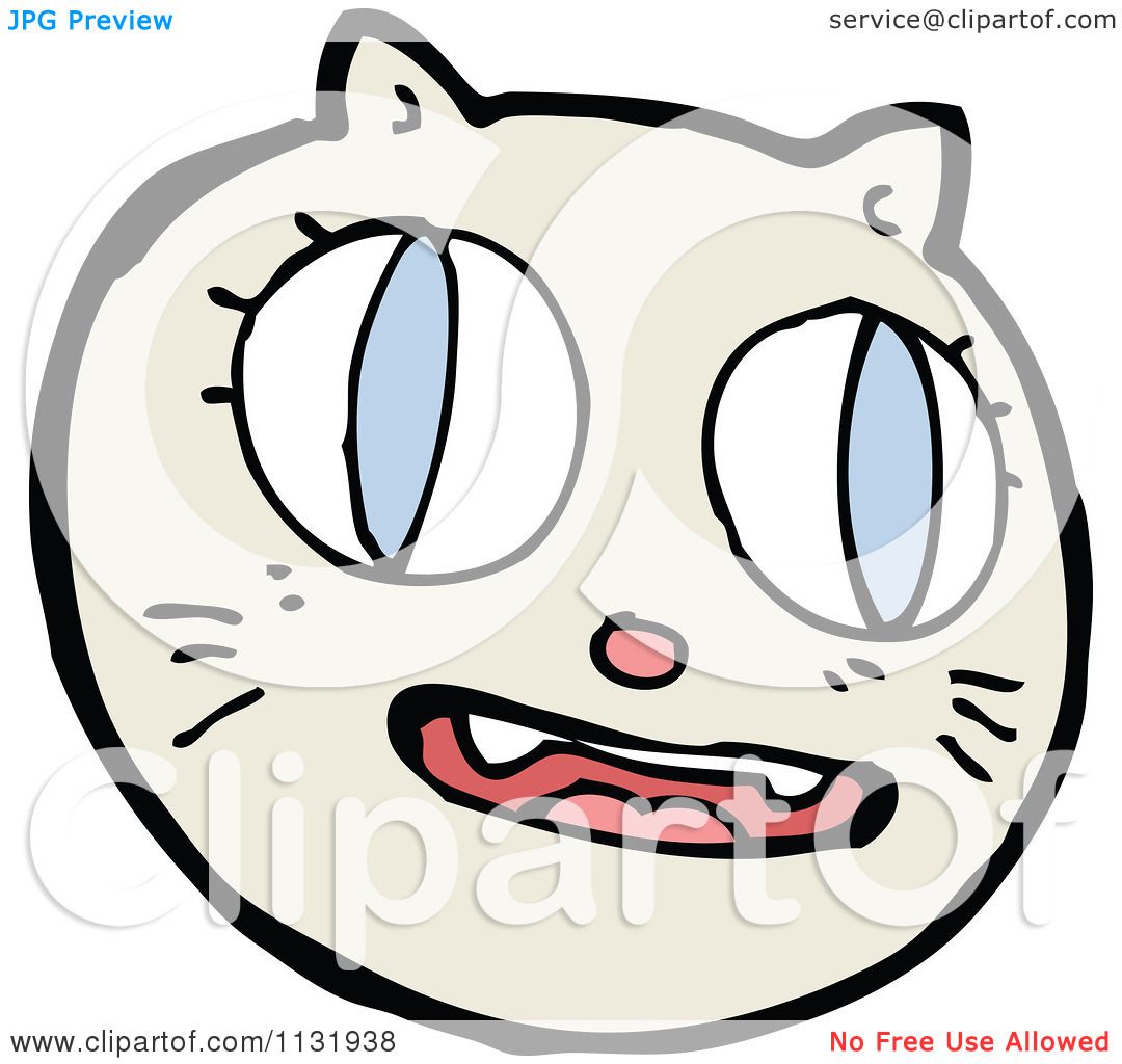 Cartoon Of A Kitty Cat Face 2 - Royalty Free Vector Clipart by