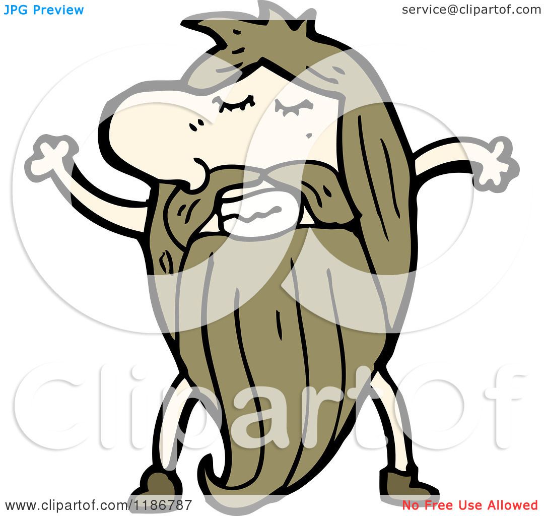 Cartoon of a Man with a Long Beard - Royalty Free Vector Illustration