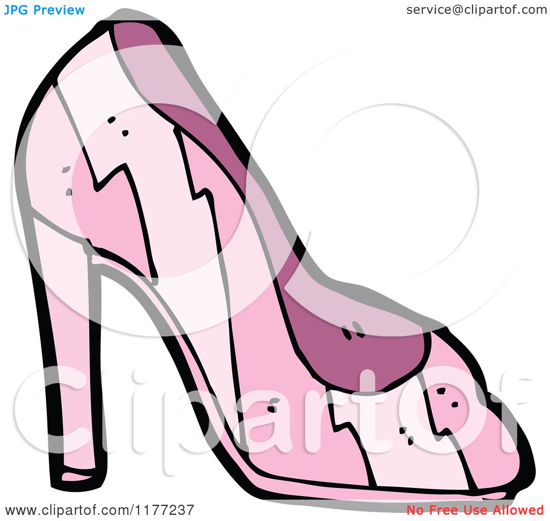 Cartoon Of A Pink High Heel - Royalty Free Vector Clipart by