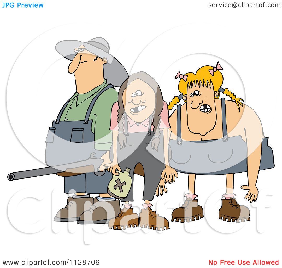 Cartoon Of A Redneck Hillbilly Man With A Shotgun And
