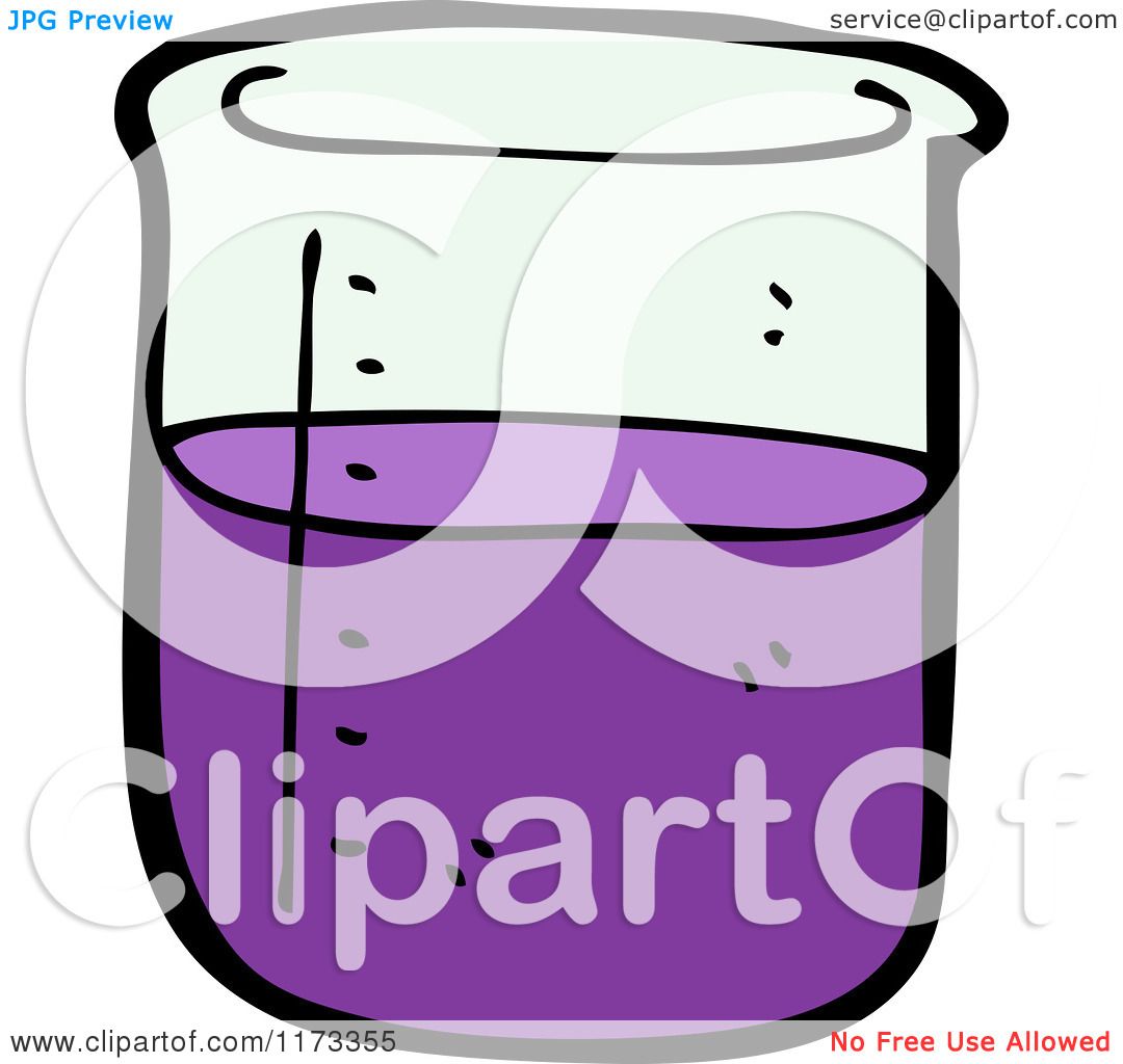Cartoon Of A Science Beaker With Purple Chemicals Royalty Free Vector