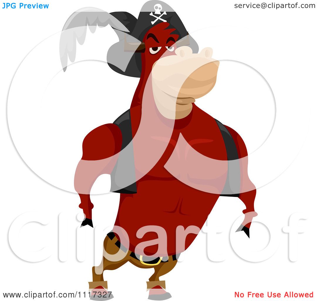 Cartoon Of A Strong Ox Pirate - Royalty Free Vector Clipart by BNP