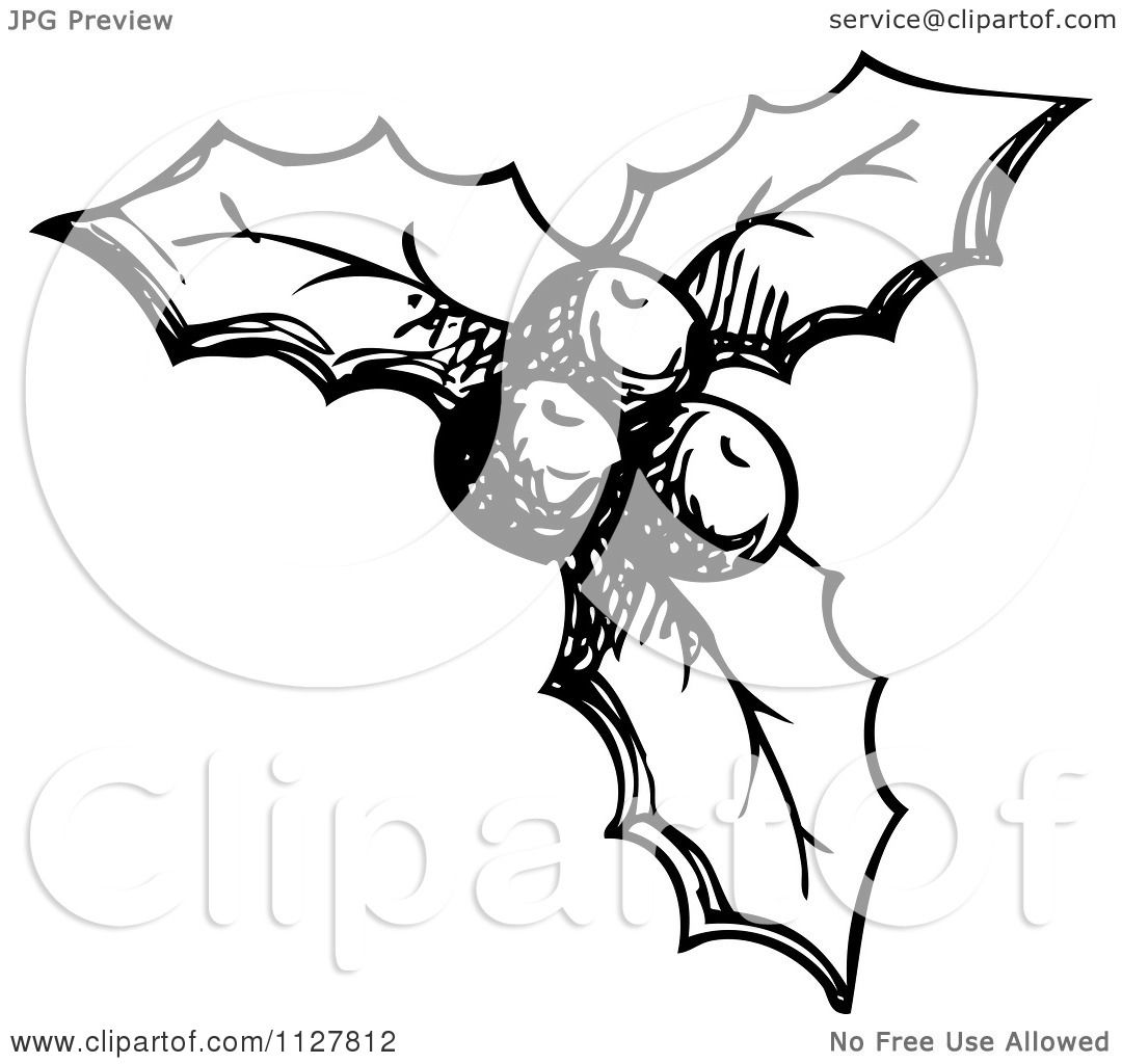free black and white holly clip art - photo #29