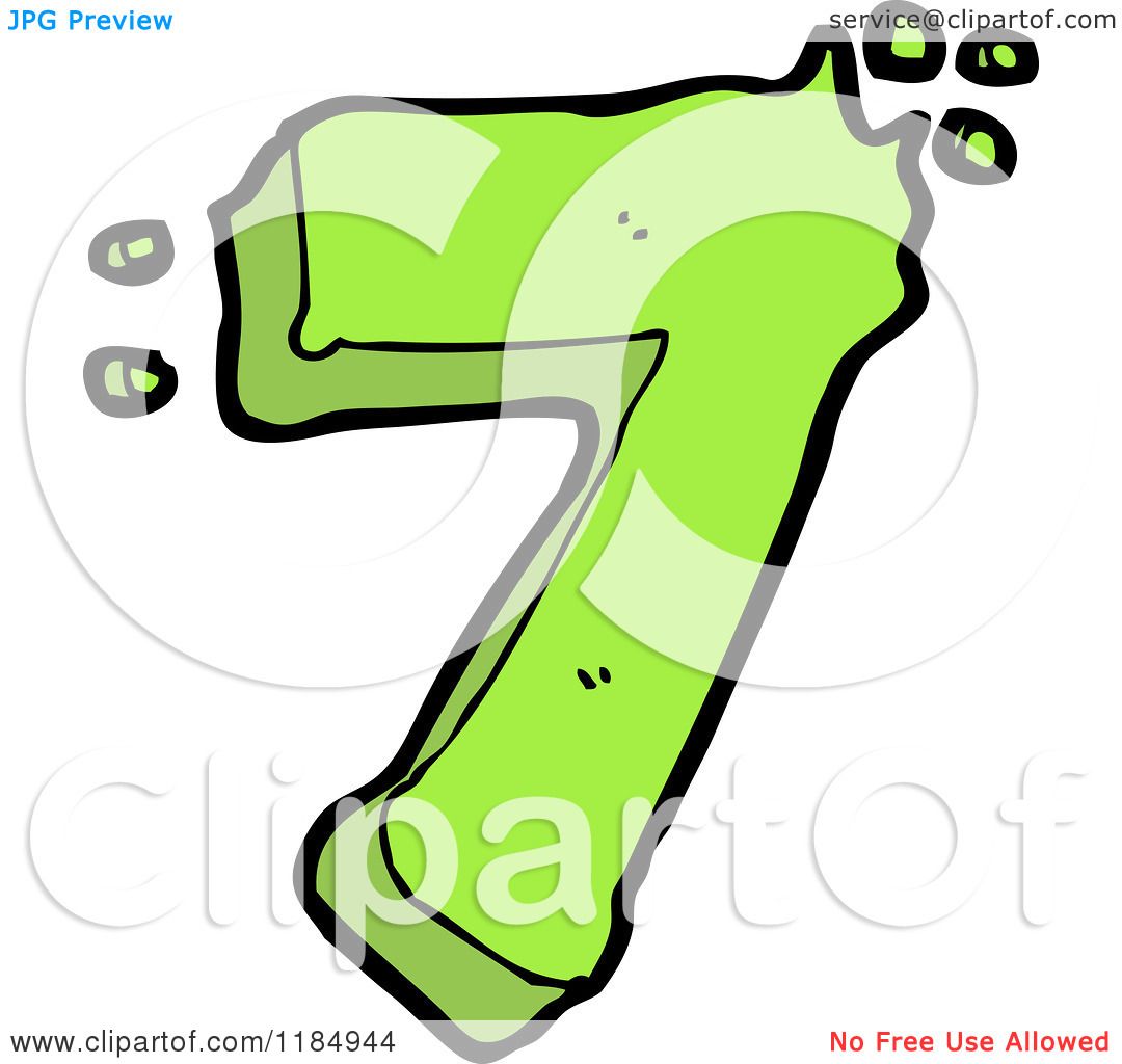 Cartoon of the Number 7 - Royalty Free Vector Illustration by