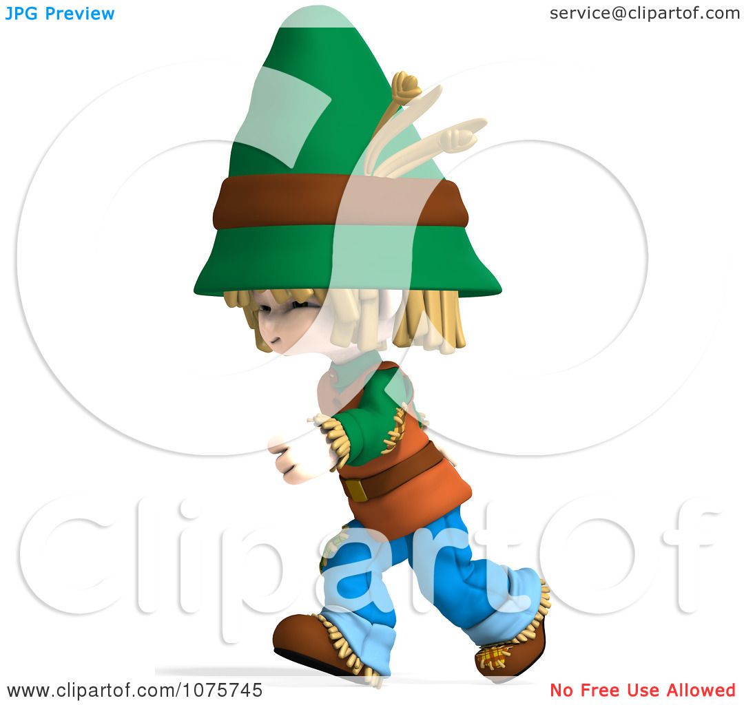 Clipart 3d Scarecrow Boy Walking Royalty Free Cgi Illustration By