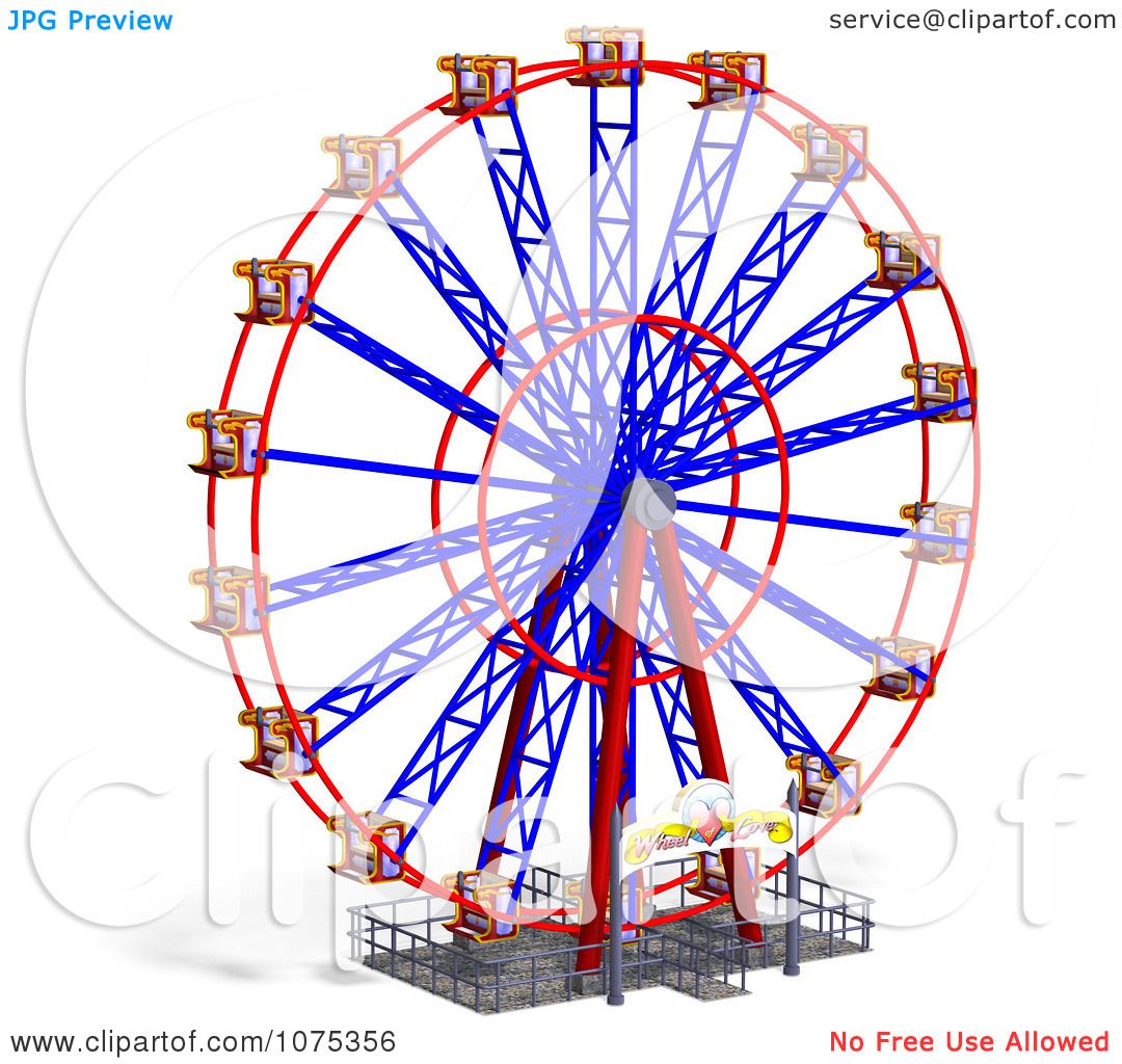 Clipart 3d Wheel Of Fun Ferris Wheel Carnival Ride 2 - Royalty Free CGI