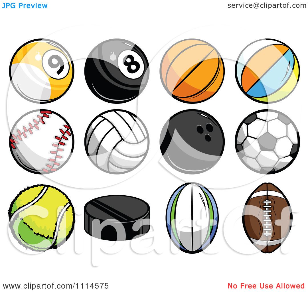 Clipart Athletic Sports Balls - Royalty Free Vector Illustration by