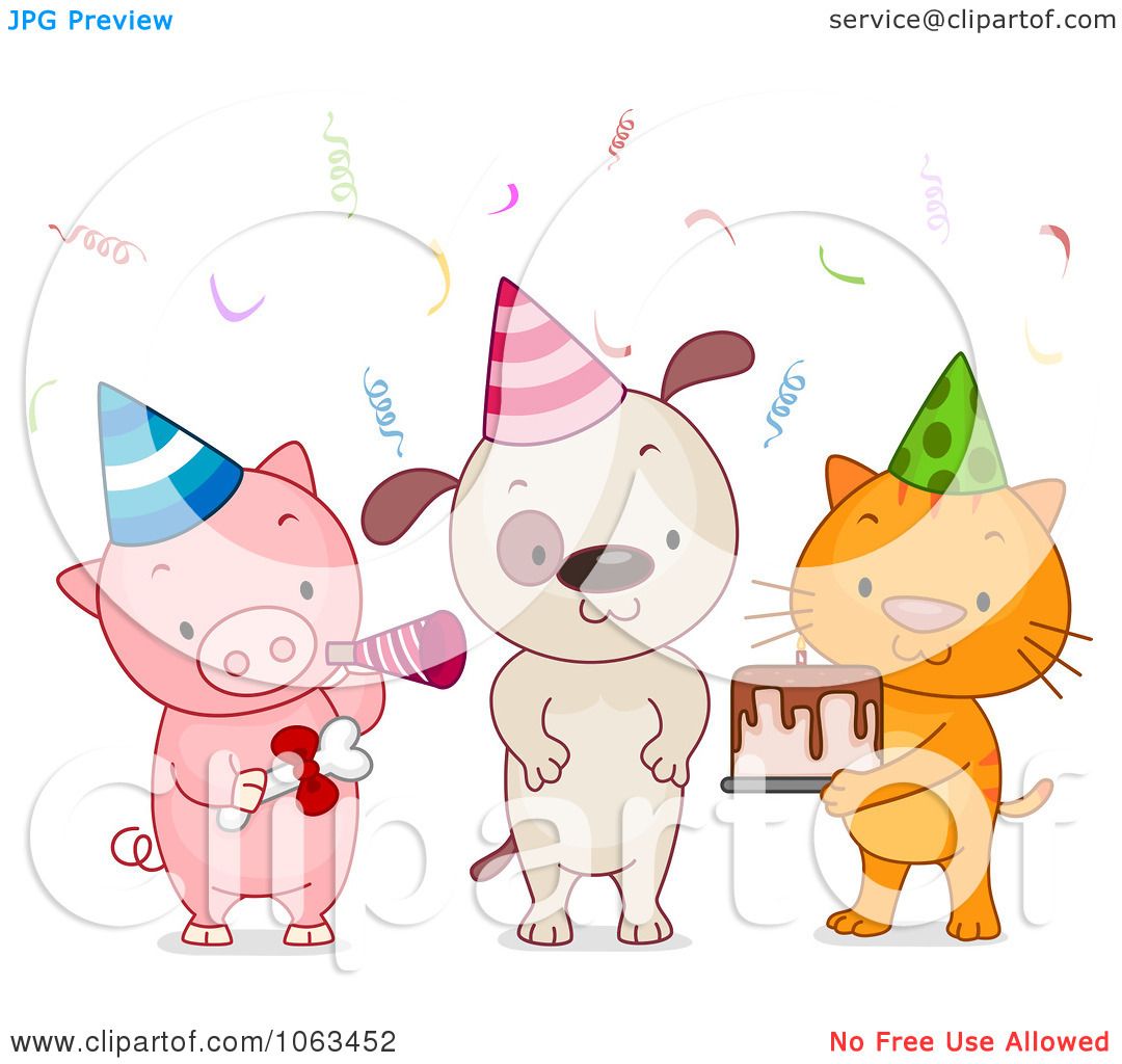 Clipart Birthday Party Animals - Royalty Free Vector ...