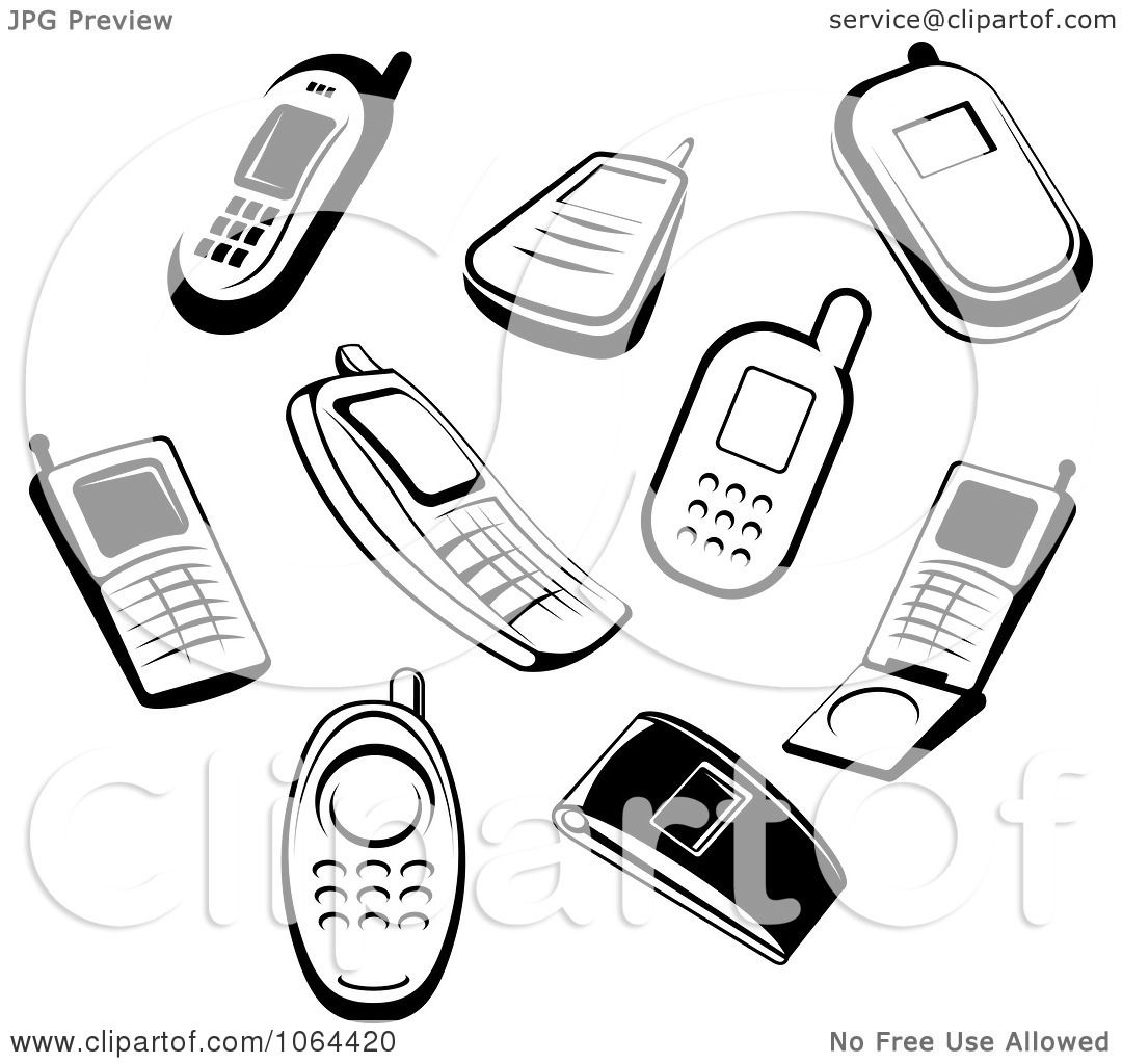 mobile phone clipart black and white - photo #34