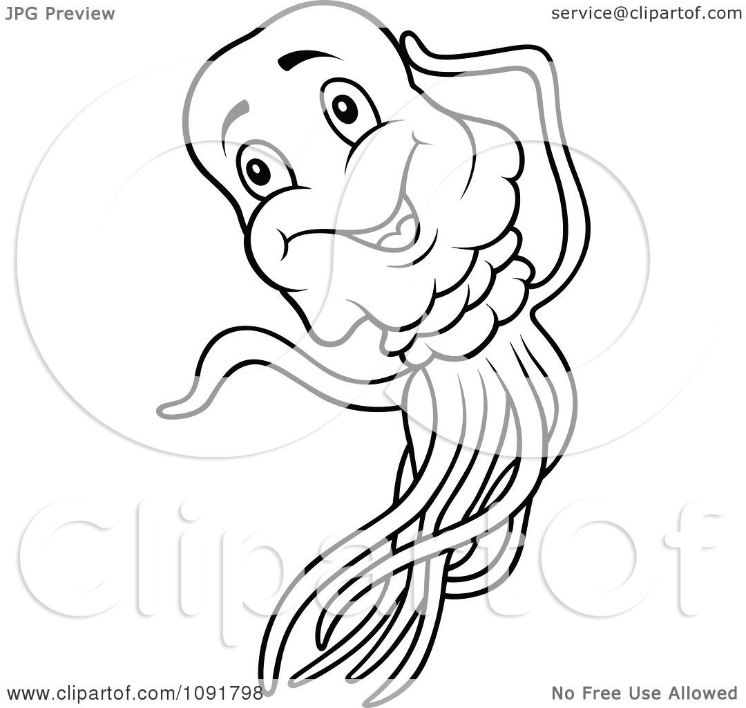 jellyfish clipart black and white - photo #42