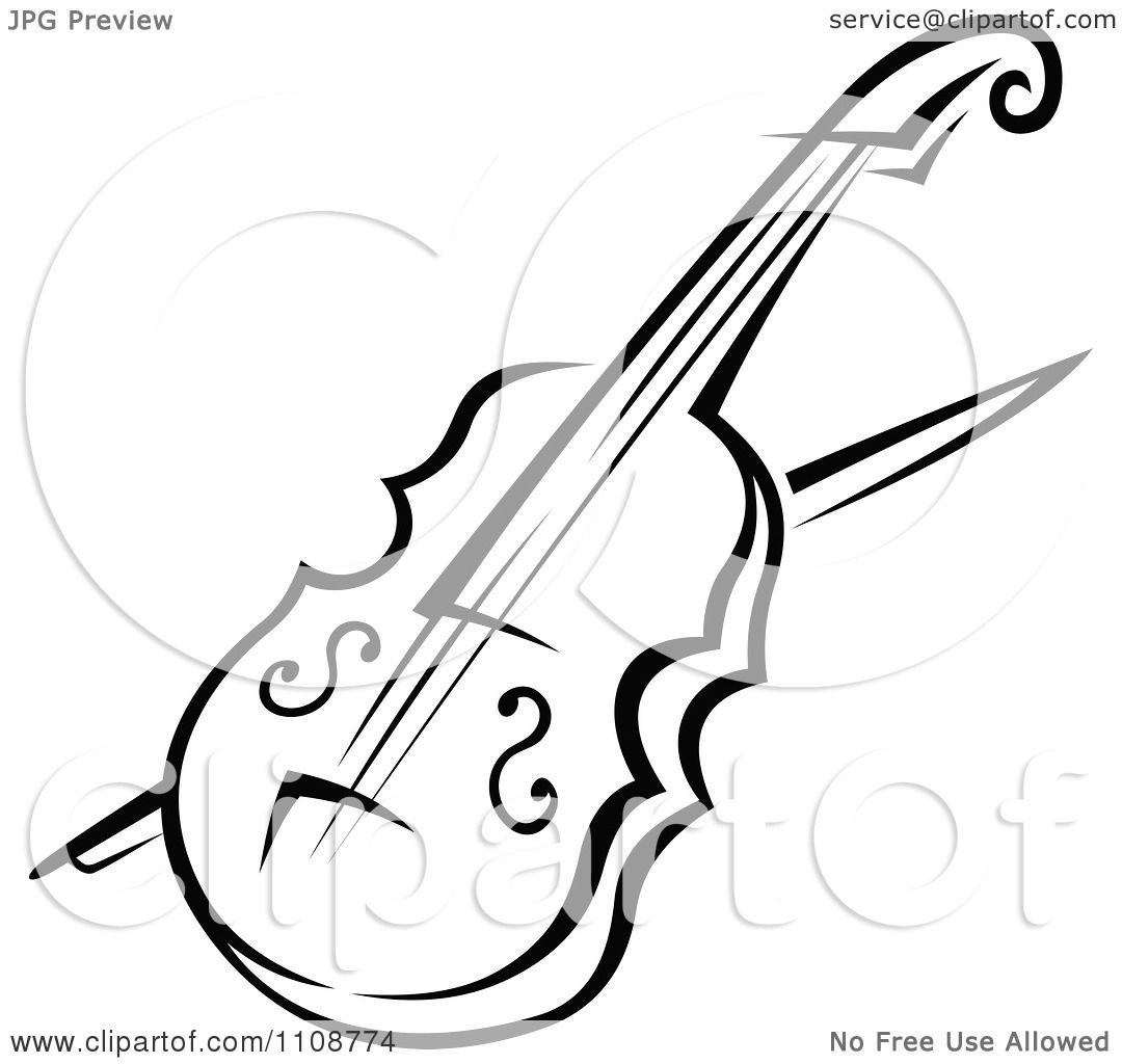 free black and white violin clip art - photo #47