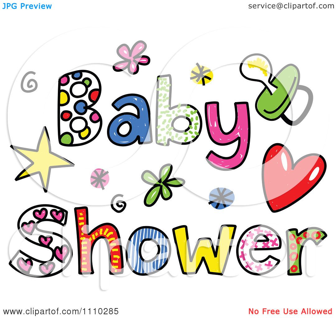 Clipart Colorful Sketched Baby Shower Text - Royalty Free Vector 