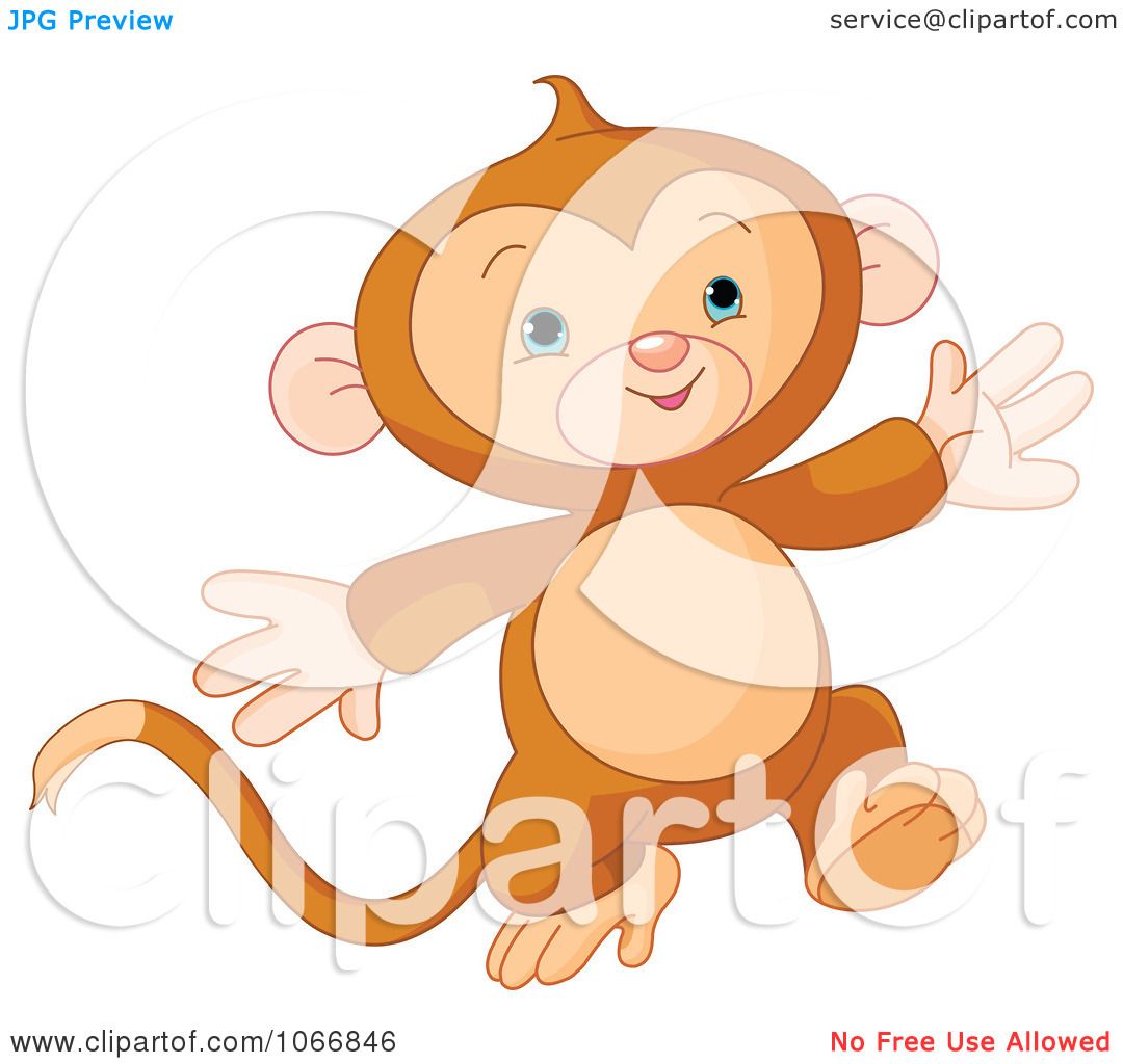 Clipart Cute Baby Monkey Running - Royalty Free Vector ...