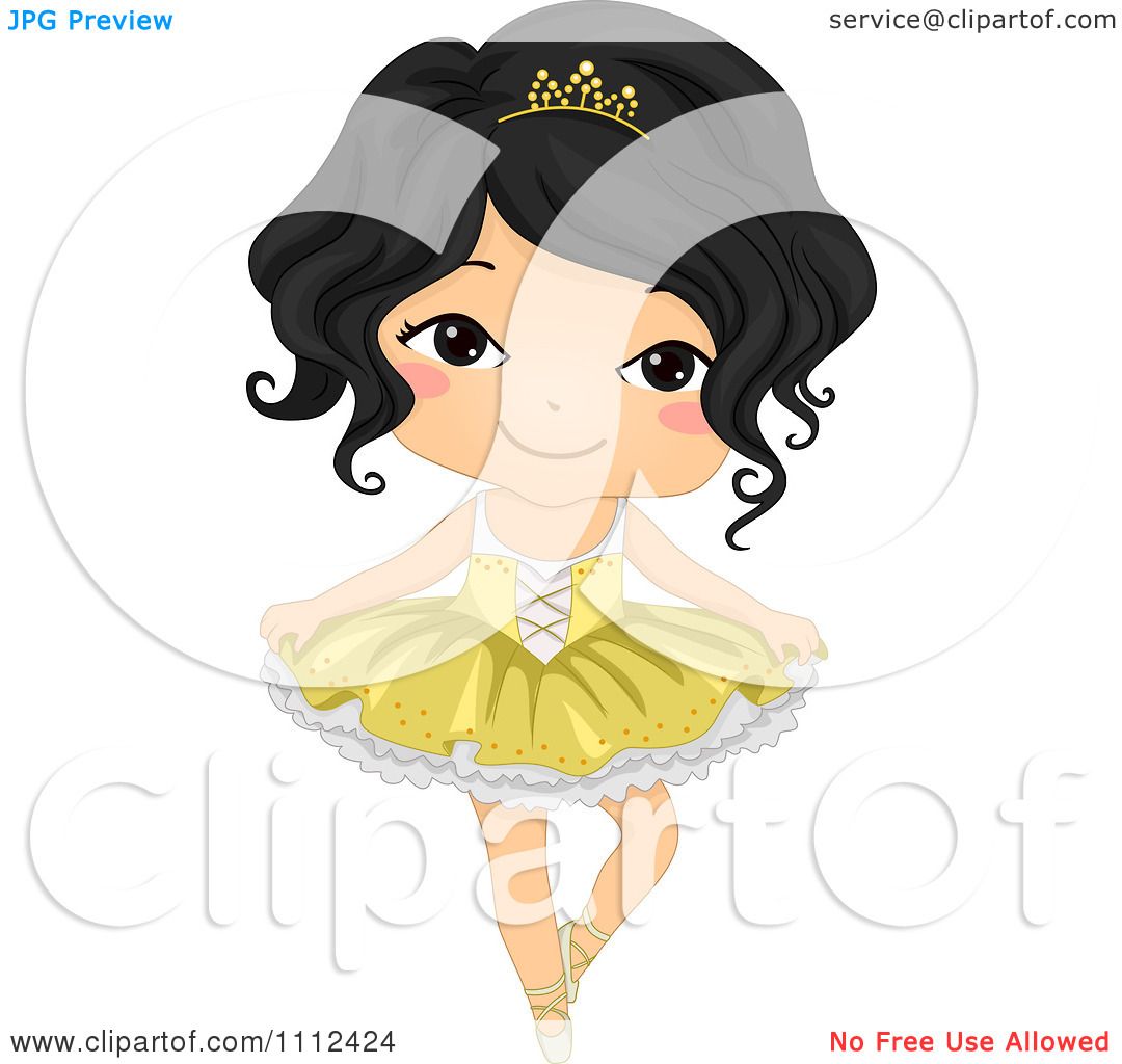 Clipart Cute Happy Asian Girl In A Ballet Tutu Royalty