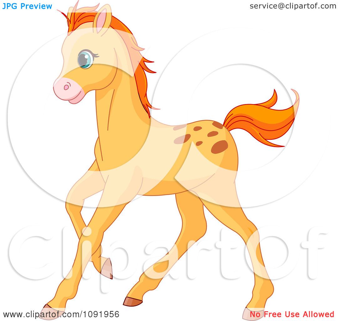 Clipart Cute Orange Pony Running - Royalty Free Vector ...