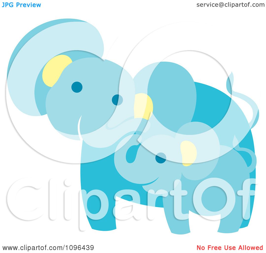 Clipart Happy Blue Elephant Mother And Baby - Royalty Free ...