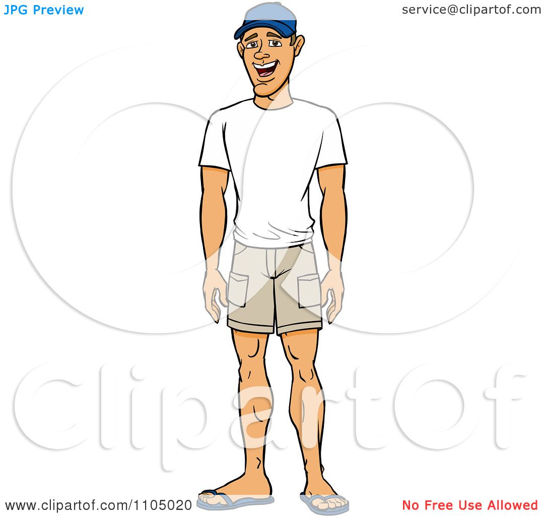 Clipart Happy Casual White Man In Shorts And A T Shirt