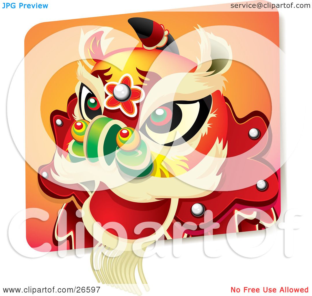 Clipart Illustration of a Chinese New Year Lion Dance Head Costume With