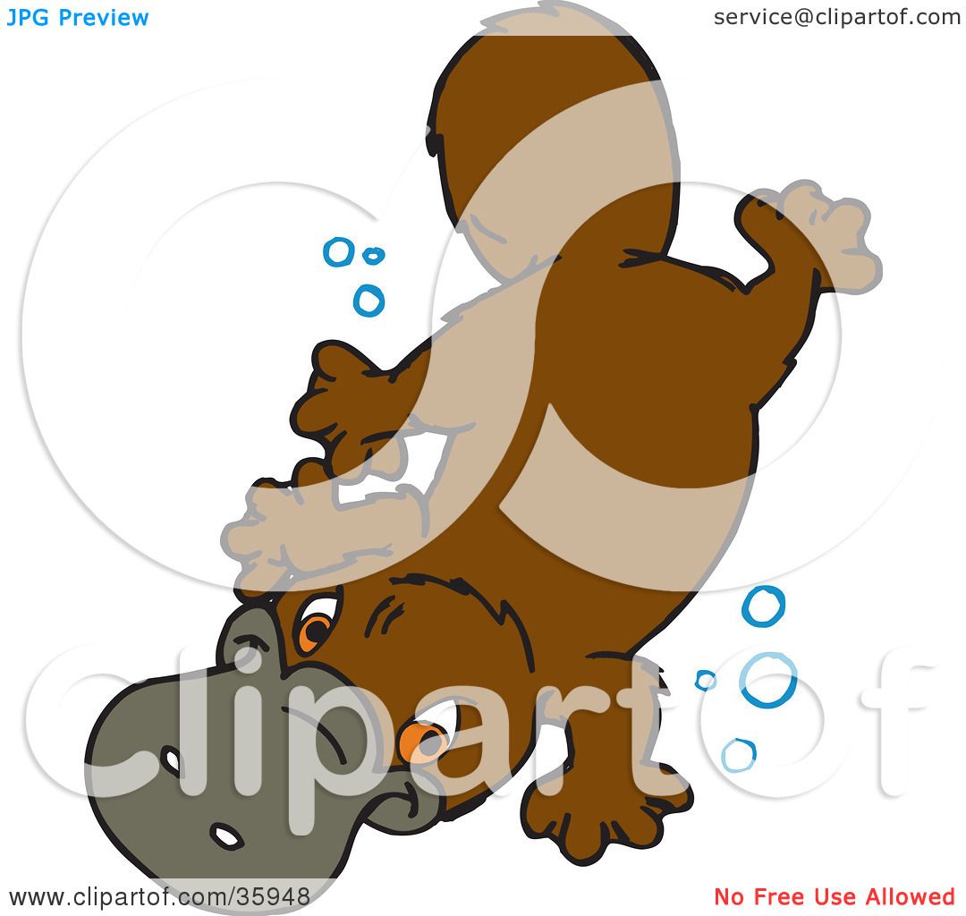 Clipart Illustration of a Cute Swimming Platypus Underwater With ...
