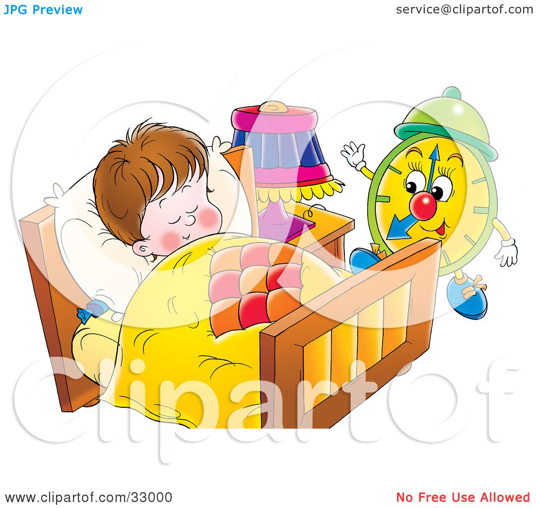 Clipart Illustration of a Green Alarm Clock Preparing To Wake A ...