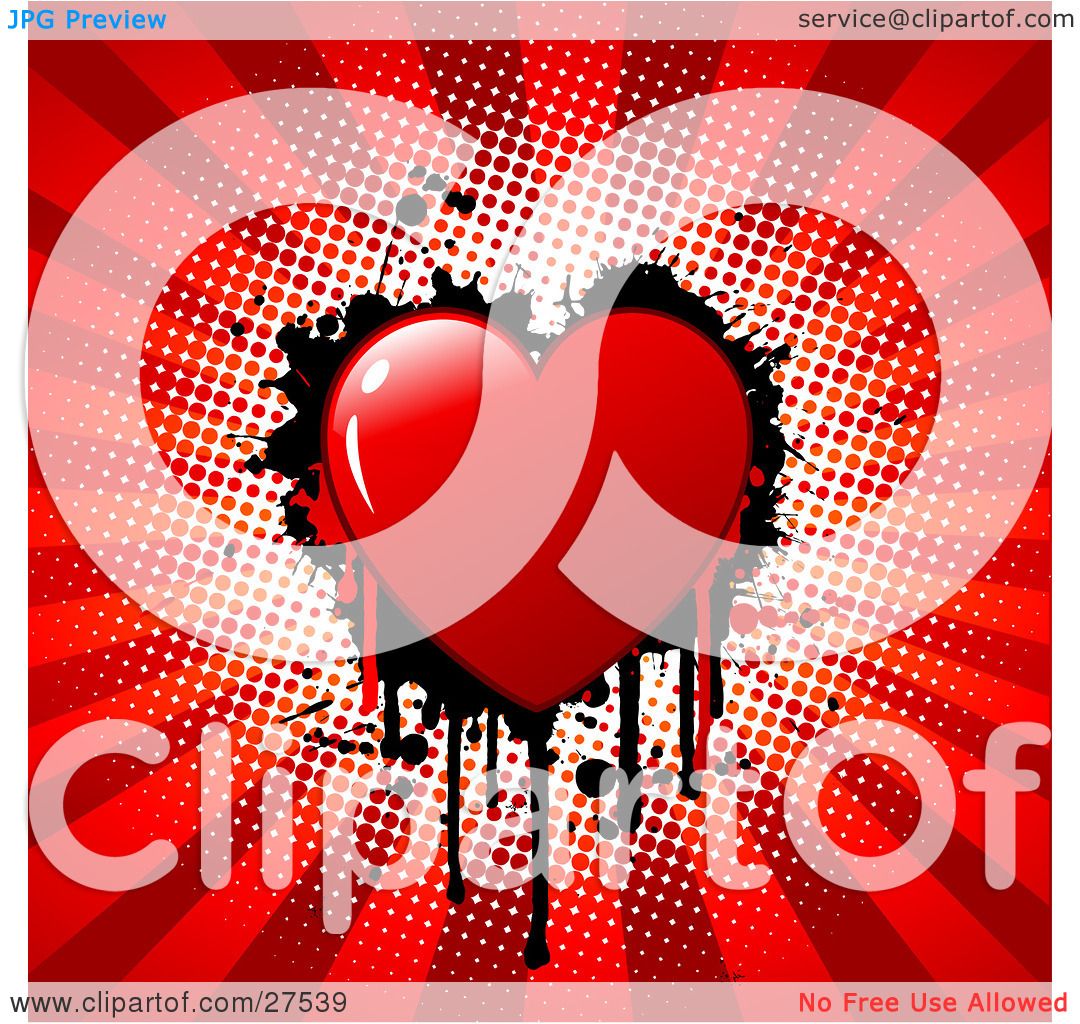 Clipart Illustration of a Red Bleeding Heart With Black ...