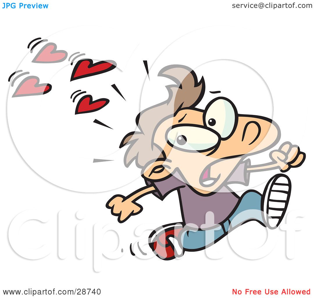 Clipart Illustration of a Scared Little Caucasian Boy Running Away From Girls At ...1080 x 1024