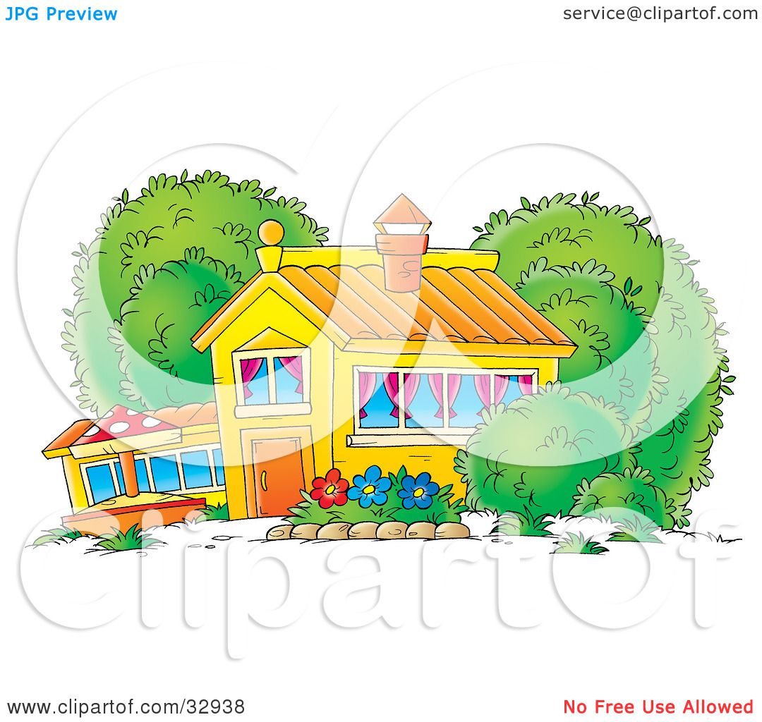 clipart of house with garden - photo #28