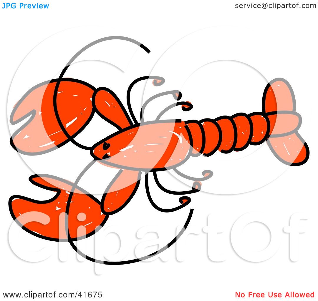 Clipart Illustration of a Sketched Red Lobster by Prawny ...