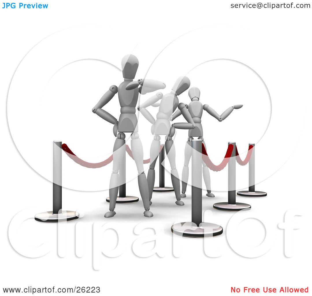 Clipart Illustration of Three Impatient White Figure ...
