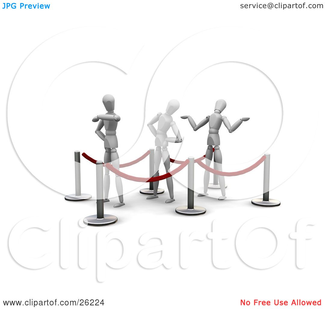 Clipart Illustration of Three White Figure Characters ...