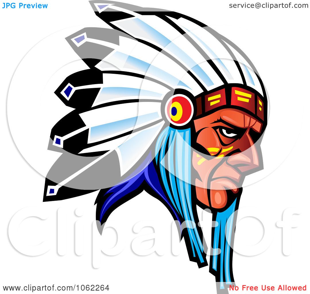 Clipart Native American Warrior With Headdress - Royalty ...